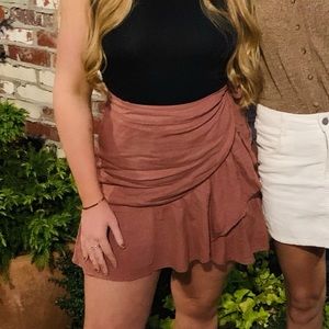 Free People Ruffle My Feathers Rose Mini Skirt